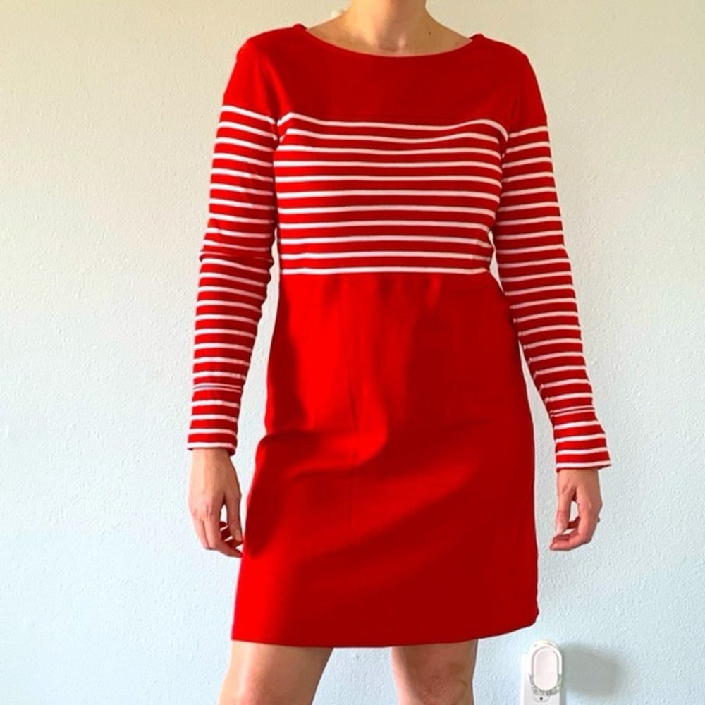 1901 Red White Striped Long Sleeve Knit Dress XL petit - Picture 10 of 10